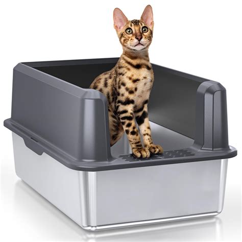 extra large stainless steel litter box with lid|stainless steel corner litter box.